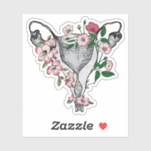 Sticker en vinyle d'utérus floral