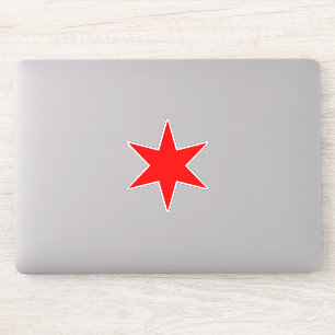 Sticker en vinyle étoile rouge Chicago à 6 branche