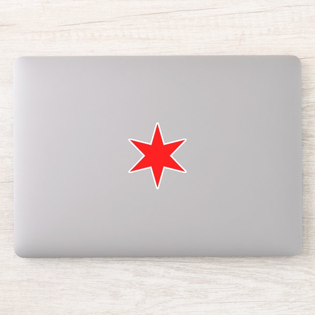 Sticker en vinyle étoile rouge Chicago à 6 branche (Ordinateur)