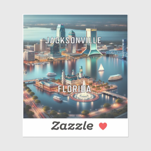 Sticker en vinyle Jacksonville Florida 3 pouces (Feuille)