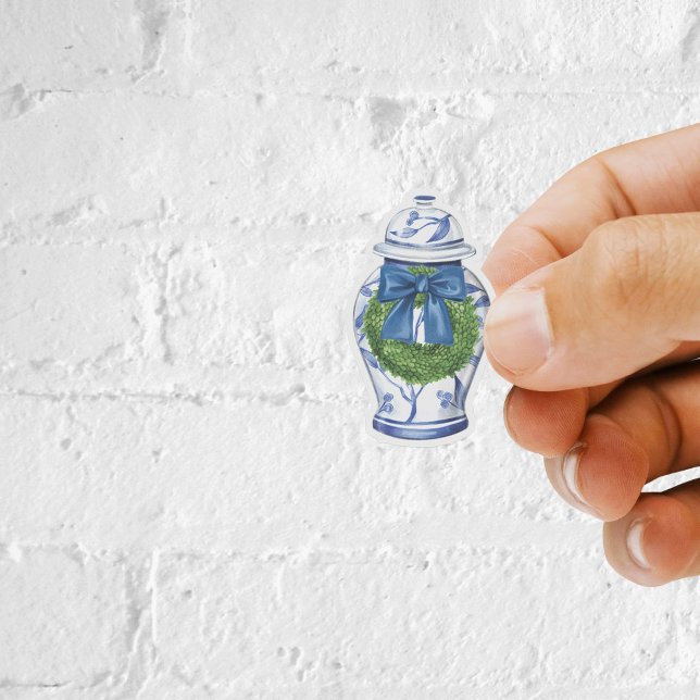 Sticker en vinyle Jar Ginger de Noël Chinoiserie (Ginger Jar Christmas Sticker)