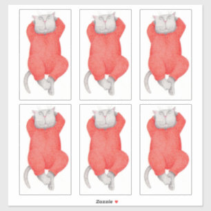 Sticker en vinyle JOHNS LONG ROUGE CAT 14"X14"