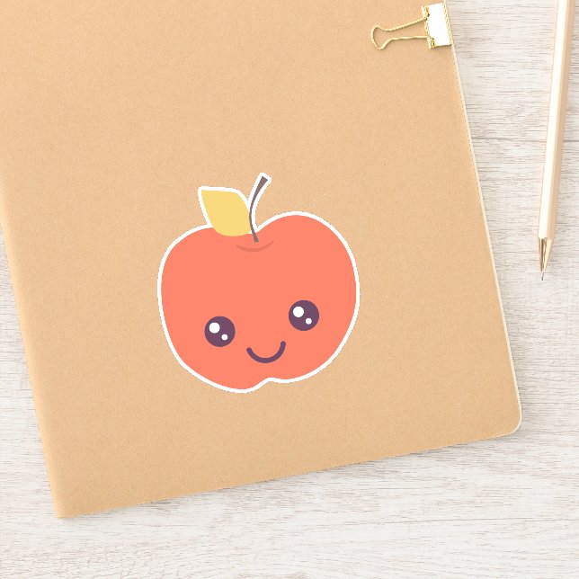 Sticker en vinyle Kawaii Apple Kiss-Cut (Carnet)