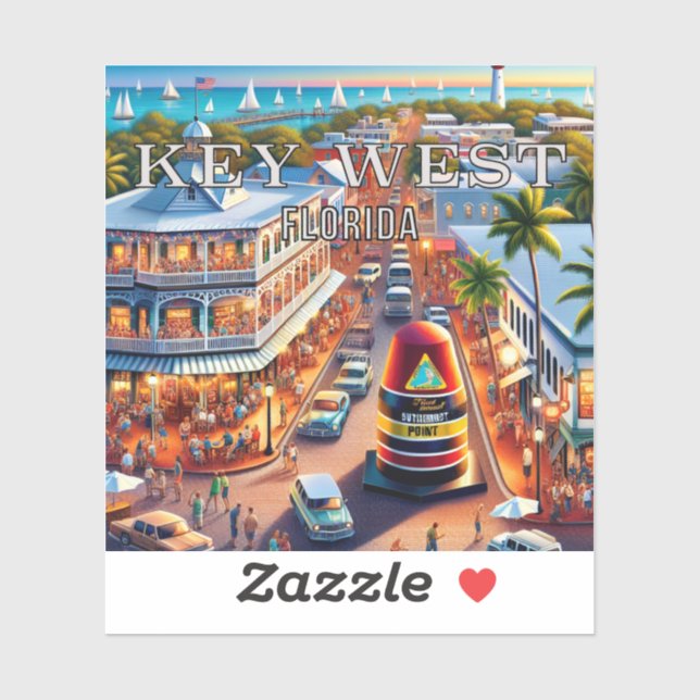 Sticker en vinyle Key West Florida 3 pouces (Feuille)