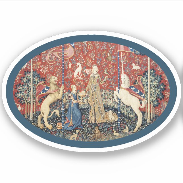 Sticker en vinyle Lady and Unicorn (goût) (Devant)