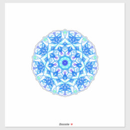Sticker en vinyle Mandala Boho Blue Snowflake