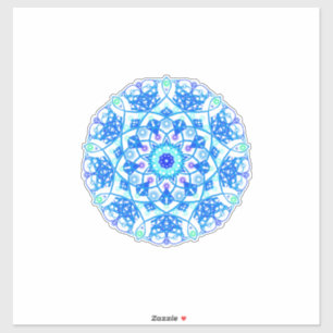 Sticker en vinyle Mandala Boho Blue Snowflake