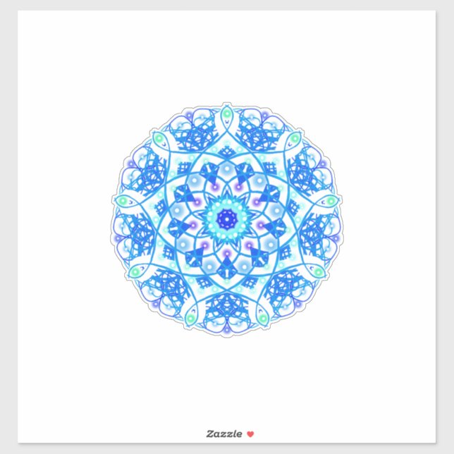Sticker en vinyle Mandala Boho Blue Snowflake (Feuille)