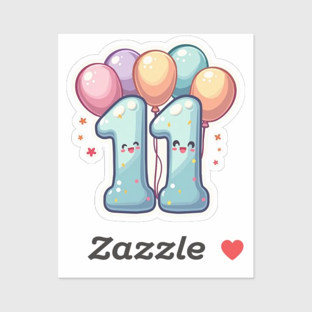 Sticker en vinyle personnalisé 11e anniversaire (Feuille)