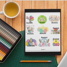 Sticker en vinyle personnalisé pour enfants de Pâq