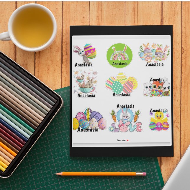 Sticker en vinyle personnalisé pour enfants de Pâq (Créateur téléchargé)