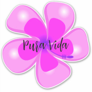 Sticker en vinyle personnalisé Pura Vida Hibiscus