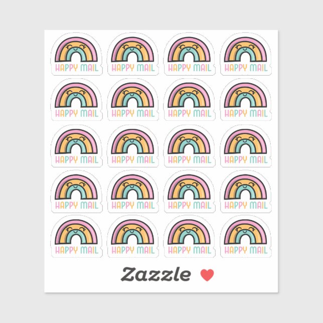 Sticker en vinyle personnalisé Rainbow Happy Mail (Feuille)