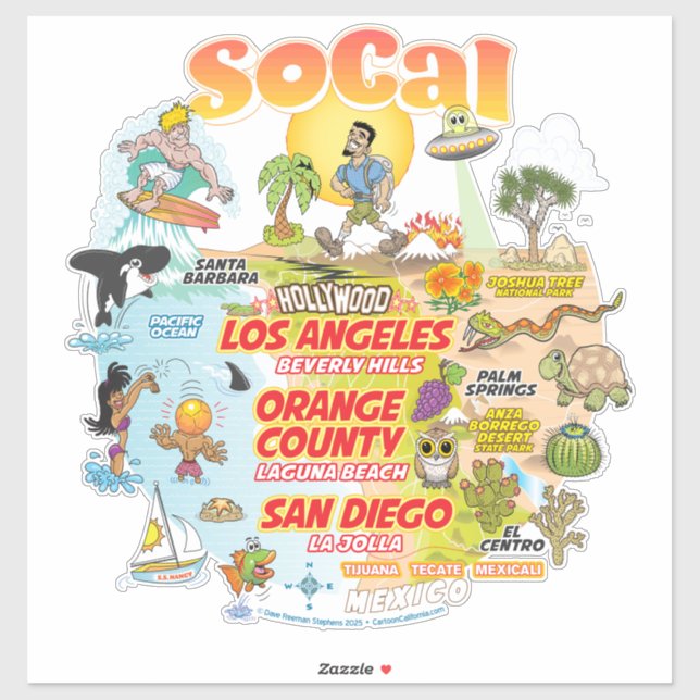 Sticker en vinyle personnalisé SoCal (Feuille)