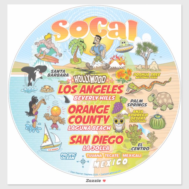 Sticker en vinyle personnalisé SoCal (Feuille)