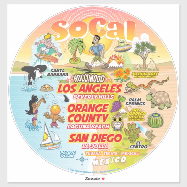 Sticker en vinyle personnalisé SoCal Paradise (Feuille)