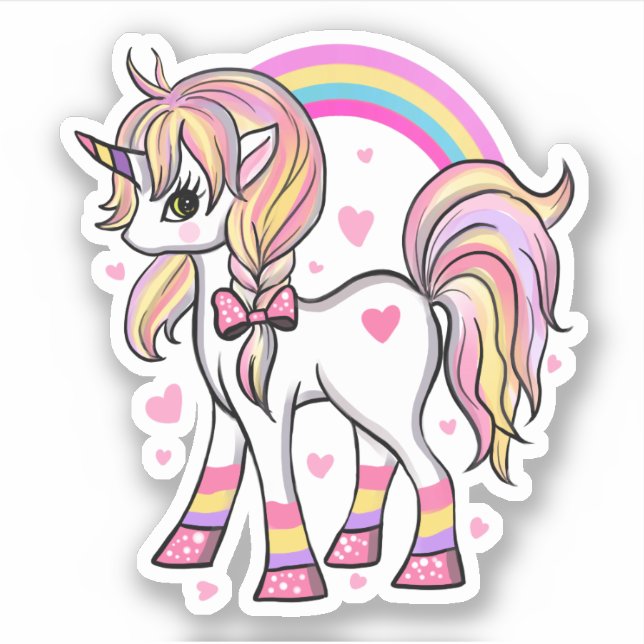 Sticker en vinyle sur mesure Rainbow Unicorn (Devant)