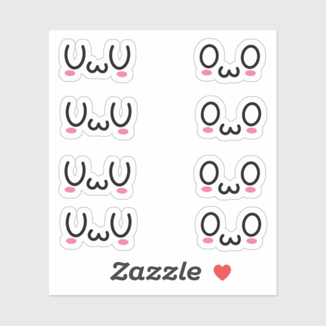 Sticker en vinyle sur mesure Uwu et Owo (Feuille)