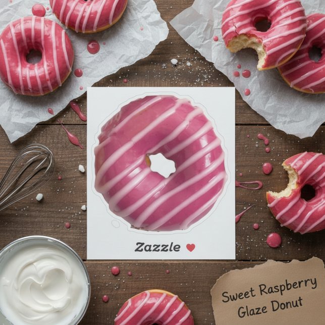 Sticker en vinyle "Sweet Raspberry Glaze Donut" ("Sweet Raspberry Glaze Donut" Vinyl Sticker)