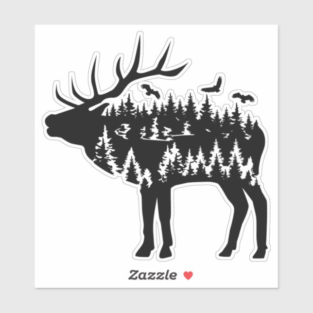 Sticker en vinyle taillé sur mesure Elk. (Feuille)