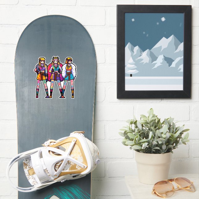 Sticker en vinyle taillé sur mesure : trois femmes (Snowboard)