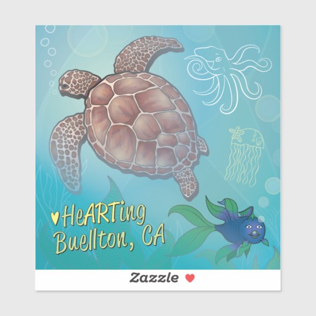 Sticker en vinyle - Turtle Swim - Buellton.Art (Feuille)
