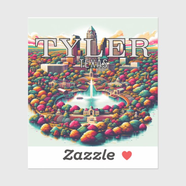 Sticker en vinyle Tyler Texas 3 pouces (Feuille)
