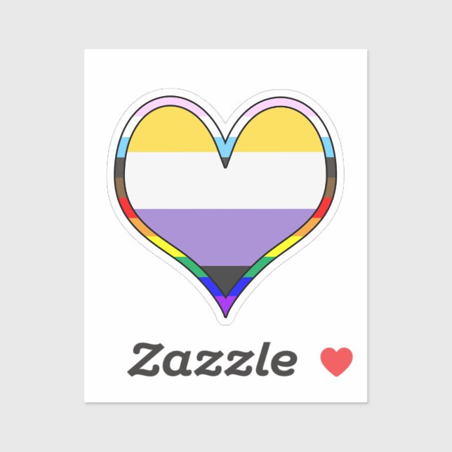Sticker Enby Pride Heart (Feuille)