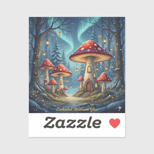 Sticker  Enchanted Mushroom Glow Mug – Magical Fairy Fores (Feuille)