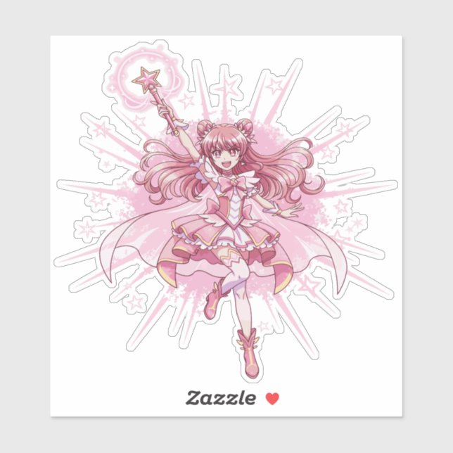 Sticker Enchanting Magical Girl Anime Transformation  (Feuille)