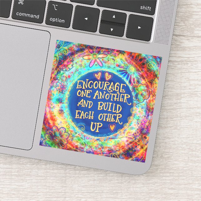 Sticker Encouragez-vous l'autre amusant Blue Inspirivity (Détail)