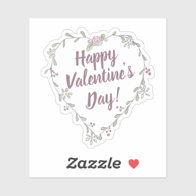 Sticker Encre et aquarelle Twiggy Florale Valentine Wreath (Feuille)