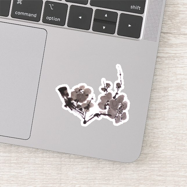 Sticker Encre sumie de fleur de prune (Détail)