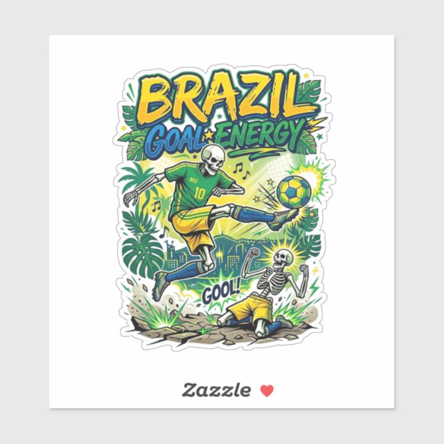 Sticker Énergie de but Brésil Skeleton Striker Nations Cre (Feuille)