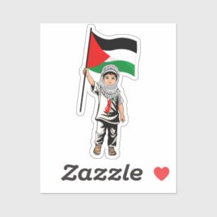 Sticker Enfant avec le drapeau de Keffiyeh Palestine