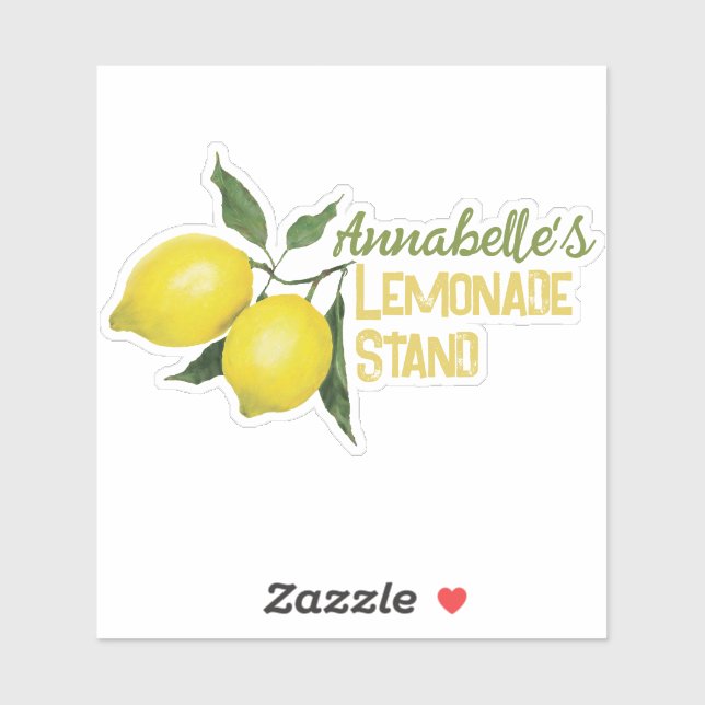 Sticker Enfants amusants Nom personnalisé Lemonade Stand L (Feuille)