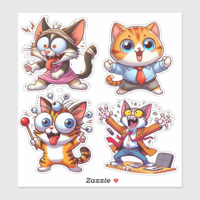 Sticker Enfants Chats au travail (Feuille)
