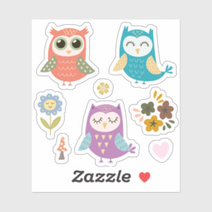 Sticker Enfants Chouettes jolies colorées #2