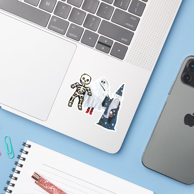 Sticker Enfants costumés (Ordinateur portable avec iPhone)