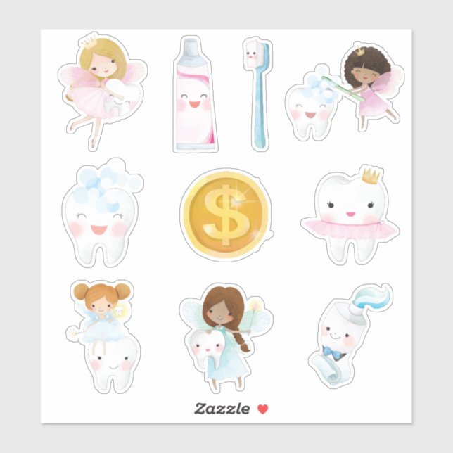Sticker Enfants Fée pour dents (Feuille)