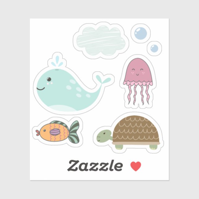 Sticker Enfants mange sous la tortue de mer (Feuille)