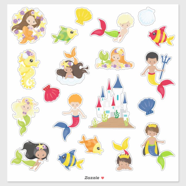 Sticker Enfants Mermaids & Mermen (Feuille)