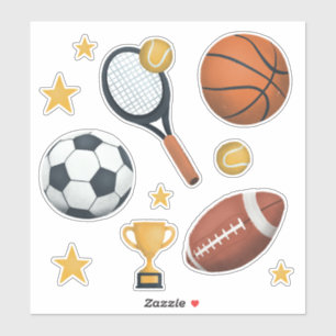 Sticker Enfants Mets Sports Football Basket Tennis Soccer