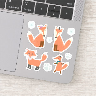 Sticker Enfants mignonnes Renard Foxes Animaux de forêt