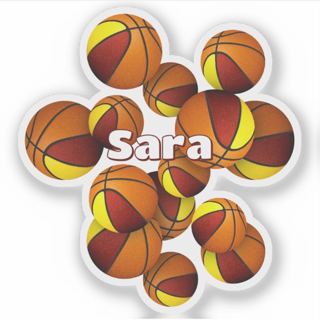 Sticker enfants nom sur maroon or équipe couleurs basket-b (Devant)