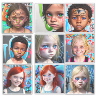 Sticker Enfants tribaux   Enfants urbains futuristes