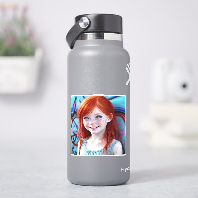 Sticker Enfants tribaux | Jolie petite fille à tête rouge (HydroFlask)