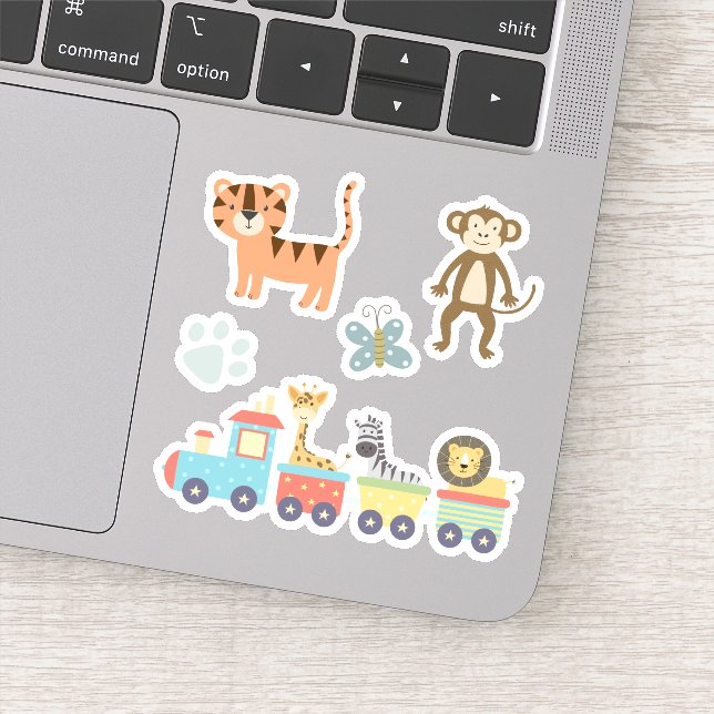 Sticker Enfants Zoo mignonne Animaux en train (Détail)
