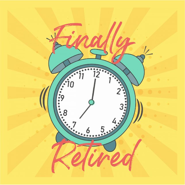 Sticker Enfin Retraité, éteins le réveil, (Devant)