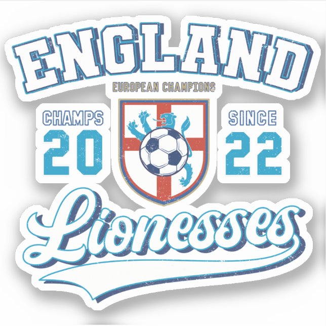Sticker England Lionesses Champions 2022 College Style (Devant)